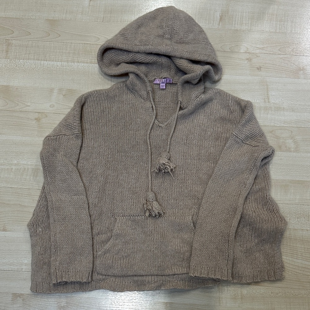 Calypso St Barth Tan Cashmere Hooded Sweatshirt